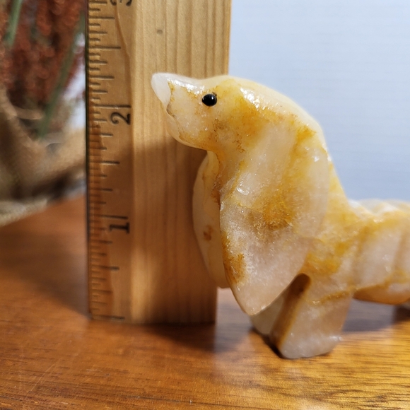 Vintage Carved Stone Onyx Marble Spaniel Dog Figurine - Picture 8 of 10